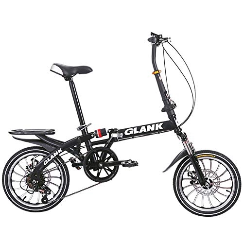 Folding Bike : L-SLWI Men And Women Folding Bicycle-Variable Speed Mountain Bike Adult Off-Road Speed Male And Female Students Fast Bicycle Black 16Inches (Size :16Inches), Black