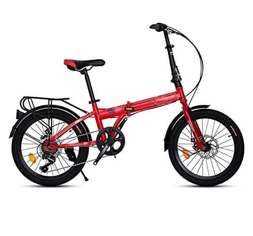 Folding Bike : LACALA Lightweight Folding Bicycle 20 Inch Adult Men's And Women's Ultra Light Portable Single Speed Small Wheel Type Off Road Unisex's Folding Bike, Red, 20inch