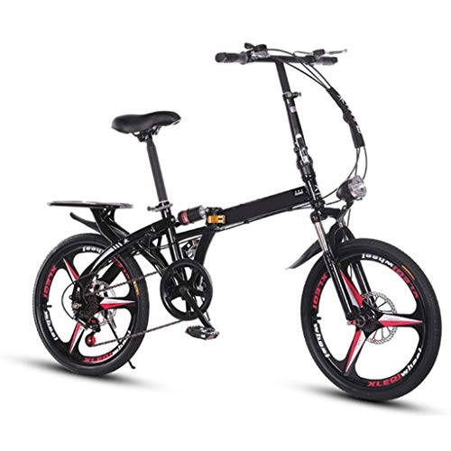 Folding Bike : LALAWO Foldable Bicycle, Men Women Variable Speed Hybrid Comfort Bike, 16" Aluminum Frame for Urban Commuter, Black