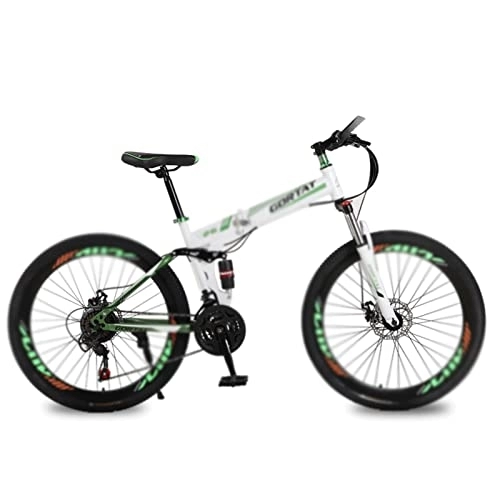 Folding Bike : LANAZU Bicycle Foldable Bicycle Mountain Bike Wheel Size 26 Inches Road Bike 21 Speeds Suspension Bicycle Double Disc Brake (White 21 speed)