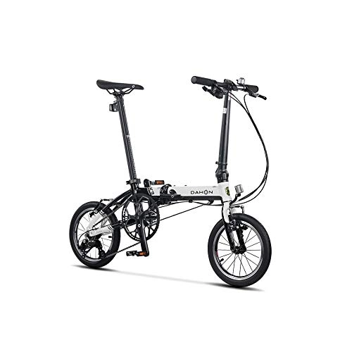 Folding Bike : LANSHAN DAHON Folding Bicycle 14 Inch 3 Speed Small Wheel Urban Commuter Version K3 Men And Women Bicycle KAA433 Black And White (Color : Black And White, Size : 14 Inch)