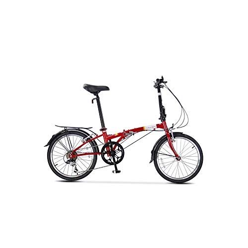 Folding Bike : LANSHAN DAHON Folding Bicycle 20 Inch 6 Speed Adult Men And Women Leisure Bicycle HAT060 Red (Color : Red)