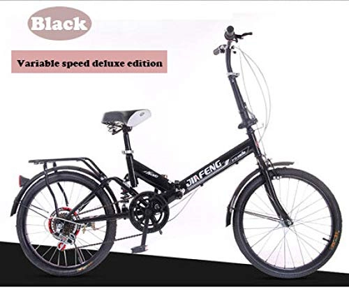 Folding Bike : laonie 20-inch Speed Change Fold and Shock Absorb Adult Male and Female Students Bike-Black_150cm-175cm