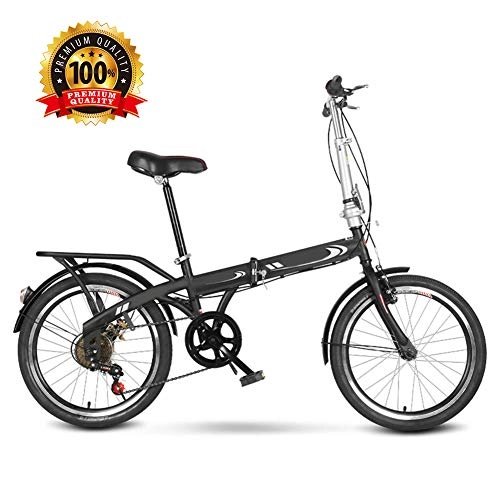 Folding Bike : LAYG-Bicycle Foldable Adult Bicycle 20 Inch, Unisex Lightweight Commuter Bike, 6-Speed MTB Folding Bicycle, Mountain Bike / Black