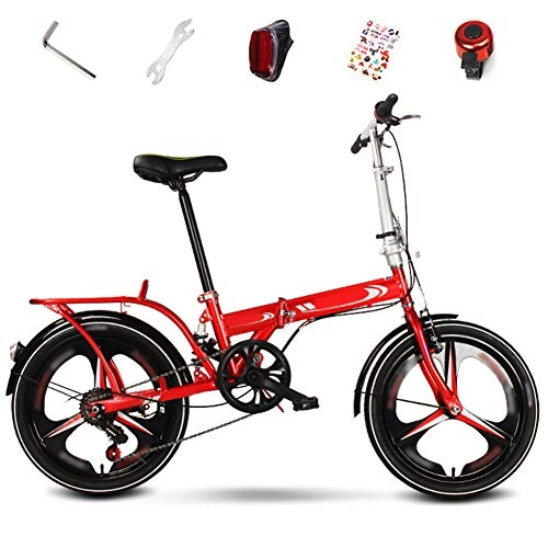 Folding Bike : LAYG-Bicycle Folding Mountain Bike, 6-Speed Unisex Adult Bicycle, 20 Inches Off-road MTB Bike, Foldable Commuter Bike / Red