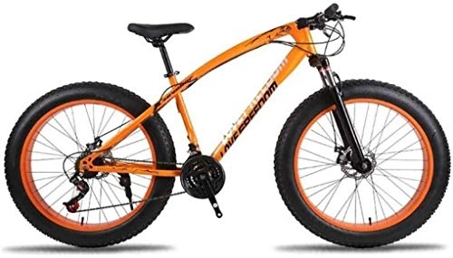 Folding Bike : LBWT Folding Mountain Bike, 7 Speeds Snow Bike / Beach Bike, 26 Inch Fat Tire Road Bicycle, With Disc Brakes And Suspension Fork (Color : Orange, Size : 7 Speed)