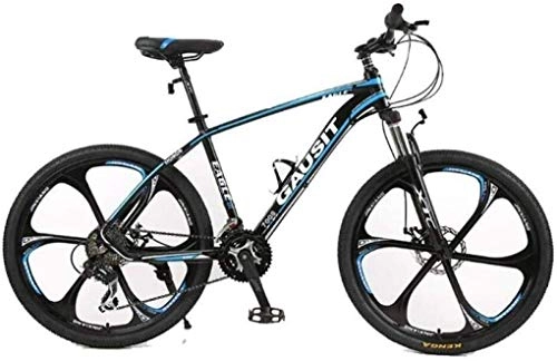 Folding Bike : LBWT Folding Mountain Bike, Unisex 26Inch Portable Bicycle, Aluminum Frame, 24 / 27 / 30 Speeds, 6-Spoke Wheels, With Disc Brakes And Suspension Fork (Color : Blue, Size : 24 Speed)