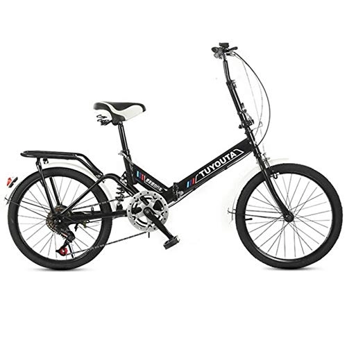 Folding Bike : LBWT Folding Sports Mountain Bike, 6 Speed City Road Bicycle, 20 Inches Wheels, Damping, Sports / Leisure / Cycling / Travel, Gifts (Color : Black)