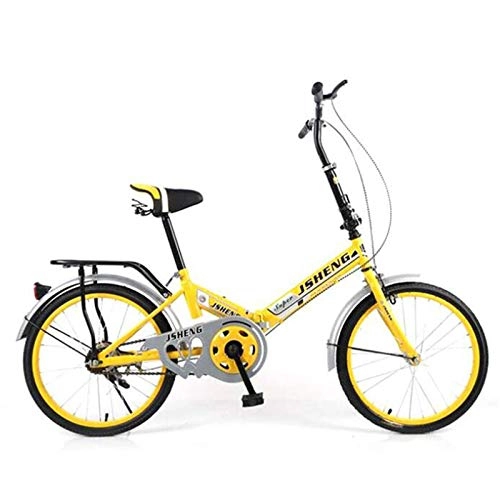 Folding Bike : LBWT Unisex Folding Bike, Adult Outdoor City Bicycle, 20 Inches Wheels Bicycle, Leisure Sports, Gifts (Color : Yellow)