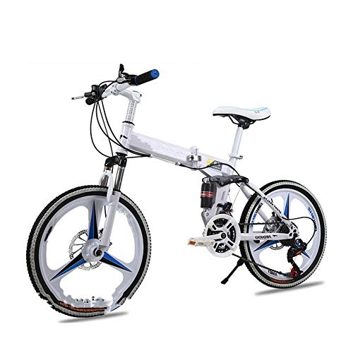 Folding Bike : LCLLXB Freestyle Bicycle Mountain Bike Folding Bike Carbon Steel for Men and Women 21 / 24 / 27 Speed Cross Country Bicycle, D, 27