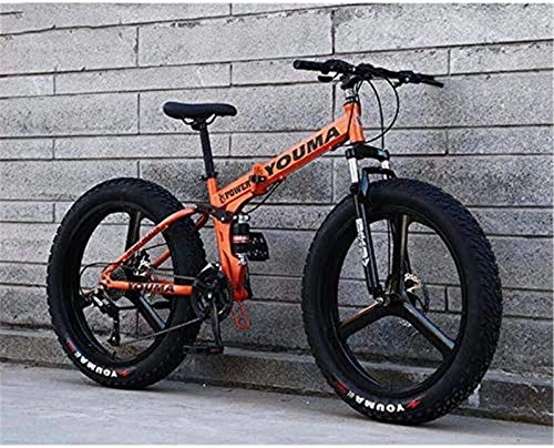 Folding Bike : Leifeng Tower Lightweight， Fat Tire Bike Folding Mountain Bike Bicycle, Full Suspension High Carbon Steel Frame MTB Bike with Magnesium Alloy Wheels Double Disc Brake Inventory clearance
