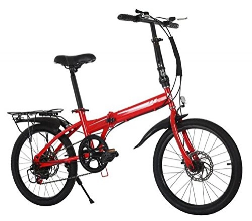 Folding Bike : Leisure Bicycles 20-Inch Shift Folding Bike Adult Corporate Gift Car Biking Cross Country Bike, Red-20in