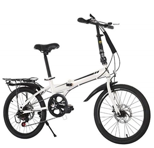 Folding Bike : Leisure Bicycles 20-Inch Shift Folding Bike Adult Corporate Gift Car Biking Cross Country Bike, White-20in