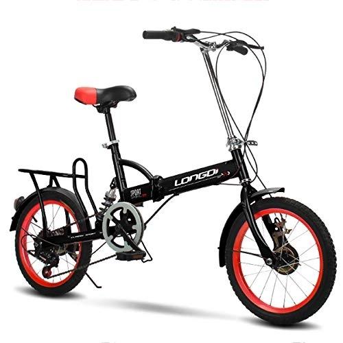 Folding Bike : LFANH 20 Inch Bicycle Lightweight Folding Bike, Variable Speed Outroad Mountain Bike, Portable ​​City Folding Compact Bicycle, Road Female Bike for Adults Men And Women Or Child, Black