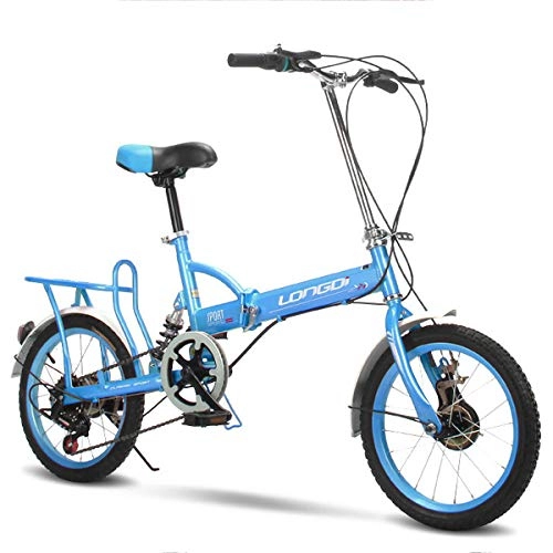 Folding Bike : LFANH 20 Inch Bicycle Lightweight Folding Bike, Variable Speed Outroad Mountain Bike, Portable City Folding Compact Bicycle, Road Female Bike for Adults Men And Women Or Child, Blue