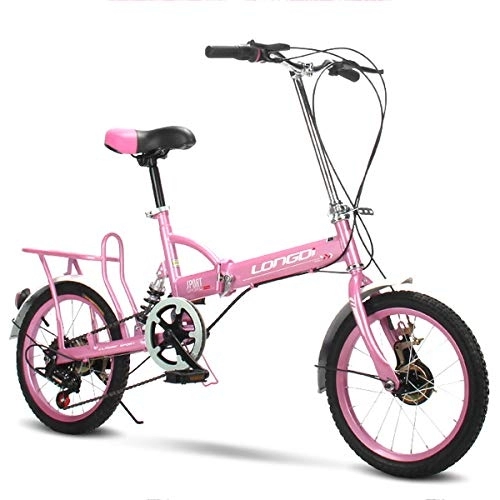 Folding Bike : LFANH 20 Inch Bicycle Lightweight Folding Bike, Variable Speed Outroad Mountain Bike, Portable City Folding Compact Bicycle, Road Female Bike for Adults Men And Women Or Child, Pink