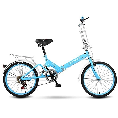 Folding Bike : LFANH Folding Bike City Bike, 20" Road Bikes Commuter Bike Portable City Folding Compact Bicycle for Man, Woman, Child One Size Fits All 6Speed, Blue