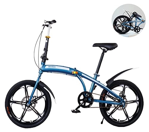 Folding Bike : LFNOONE 20 inch BMX Freestyle Bike for teenager aldult 20''single speed Folding Bike portable Road Bike / skid and wear-resistant tires, special design Suitable for height 135cm-185cm / 150kg / blue