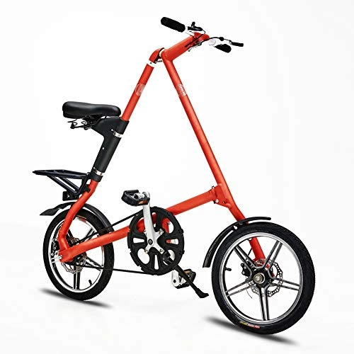 Folding Bike : LHLCG 16 Inch Folding Bicycle Aluminum Disc Brakes Adjustable Cushions Load 110kg, Red