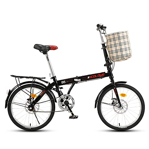 Folding Bike : LHQ-HQ 20 Inch Single Speed Folding Bicycles Dual Disc Brakes City Bike for Adults Men Women Students Urban Lightweight Commuters Bikes, A