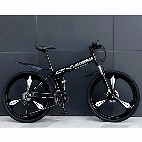 Folding Bike : LHQ-HQ 26 Inch Foldable Mountain Bike for Adult, 24 Speed MTB Folding Bike for Men Women, Dual-Suspension, High-Carbon Steel Frame, Dual Disc Brake, C
