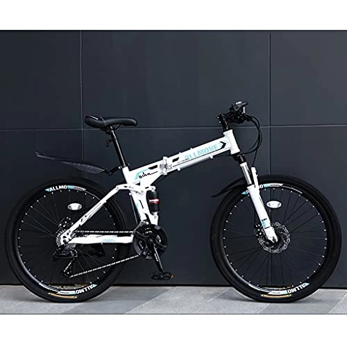 Folding Bike : LHQ-HQ 26 Inch Foldable Mountain Bike for Adult, 24 Speed Professional MTB Folding Bike, Dual-Suspension, High-Carbon Steel Frame, Dual Disc Brake, B