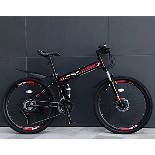 Folding Bike : LHQ-HQ 26 Inch Foldable Mountain Bike for Adult, 27 Speed Professional MTB Folding Bike, Dual-Suspension, High-Carbon Steel Frame, Dual Disc Brake, c