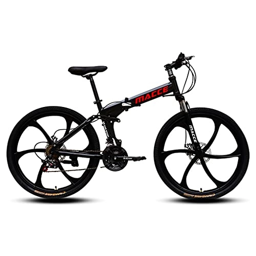 Folding Bike : LHQ-HQ 26 Inch Foldable Mountain Bike for Adult, Professional MTB Folding Bike 24 Speed, Dual-Suspension, High-Carbon Steel Frame, Dual Disc Brake, Black