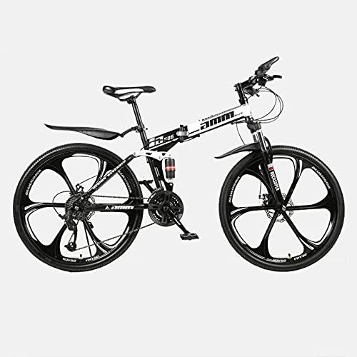 Folding Bike : LHQ-HQ Folding Mountain Adult Bike, 24 Speed, Loading 150Kg, Dual-Suspension, Dual Disc Brake, 26" Wheel, Suitable for Height 5.2-6Ft, C