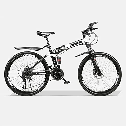 Folding Bike : LHQ-HQ Folding Mountain Adult Bike, 26" Wheel, 24 Speed, Loading 150Kg, Dual-Suspension, Dual Disc Brake, Suitable for Height 5.2-6Ft, C