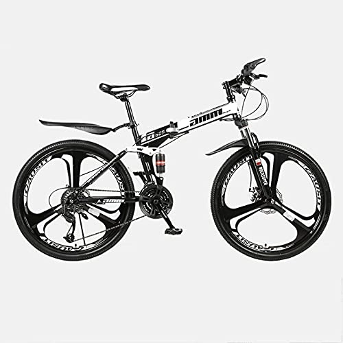 Folding Bike : LHQ-HQ Folding Mountain Adult Bike Loading 150Kg 30 Speed Dual-Suspension 26" Wheel Suitable for Height 5.2-6Ft, B