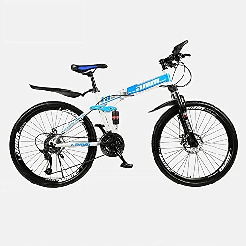 Folding Bike : LHQ-HQ Folding Mountain Adult Bike, Loading 150Kg, 30 Speed, High-Carbon Steel Frame, Dual-Suspension, 26" Wheel, Suitable for Height 5.2-6Ft, C