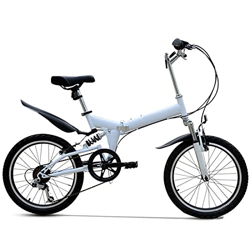 Folding Bike : LHQ-HQ Folding Mountain Adult Bike SHIMANO 6 Speed Portable Youth MTB 20" Tire Bicycle Double Shock Absorber, b