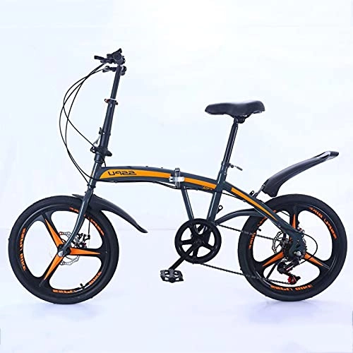 Folding Bike : LHQ-HQ Folding Mountain Adults Bike 6 Speed Ultra-Light Portable Student MTB Bicycle 20" Tire Bike Dual Disc Brake