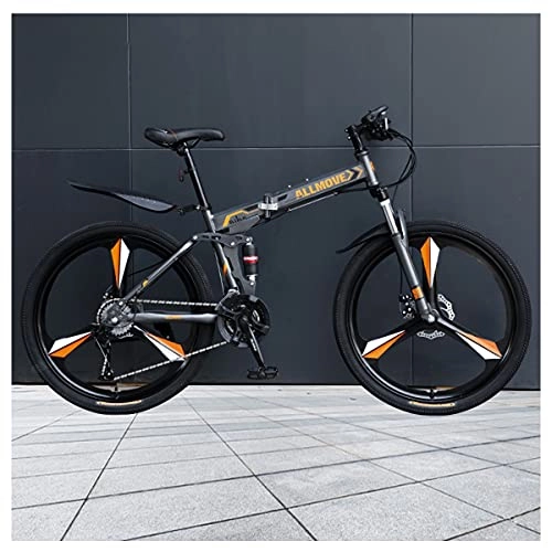 Folding Bike : LHQ-HQ Folding Mountain Bike 26" Wheel 30 Speed High-Carbon Steel Frame Dual Disc Brake Dual-Suspension Adult Bike for Height 5.2-6.2Ft, B