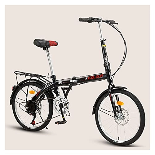 Folding Bike : LHQ-HQ Lightweight 20 Inch Foldable Bike 7-Speed Folding Bicycles Dual Disc Brakes Commuters Bikes for Adults Students Urban City Bike, D