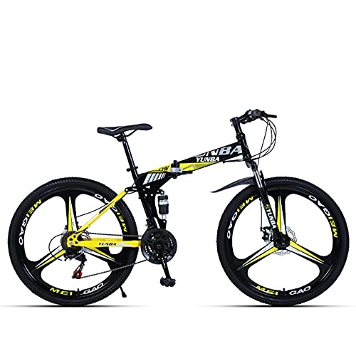Folding Bike : LHQ-HQ Mountain Bike 21 Speed Dual Suspension 26" Folding Bike Dual Disc Brake MTB Bicycle for Height 5.2-6Ft, C