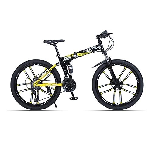 Folding Bike : LHQ-HQ Mountain Bike 30 Speed Folding Bike MTB Bicycle Dual Suspension 26" Dual Disc Brake for Height 5.2-6Ft, D