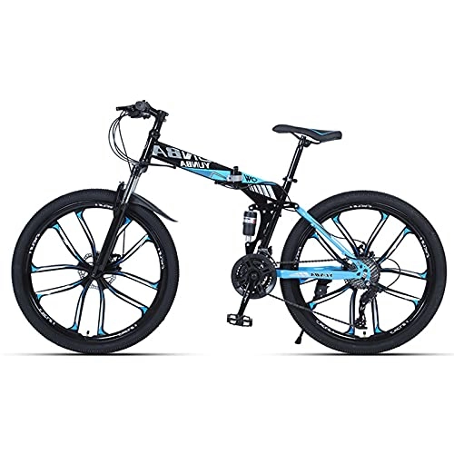 Folding Bike : LHQ-HQ Mountain Bike Dual Suspension Folding Bike Dual Disc Brake MTB Bicycle 24 Speed 26"For Height 5.2-6Ft, D