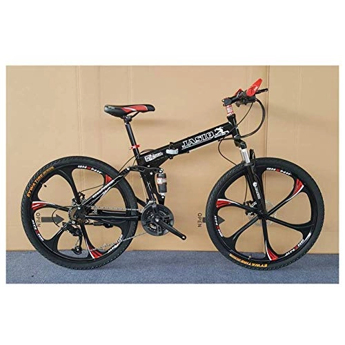 Folding Bike : LHQ-HQ Outdoor sports Folding Bicycle Mountain Bike Damping Road Cycling Adult Male And Female Students 26 Inch 21 Speed Outdoor sports Mountain Bike (Color : Black)