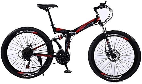 Folding Bike : LHQ-HQ Outdoor sports Folding mountain bike, 26 inch 27 speed shift double disc brake soft tail front and rear shock absorption high carbon steel offroad adult outdoor riding trip Outdoor sports Mount