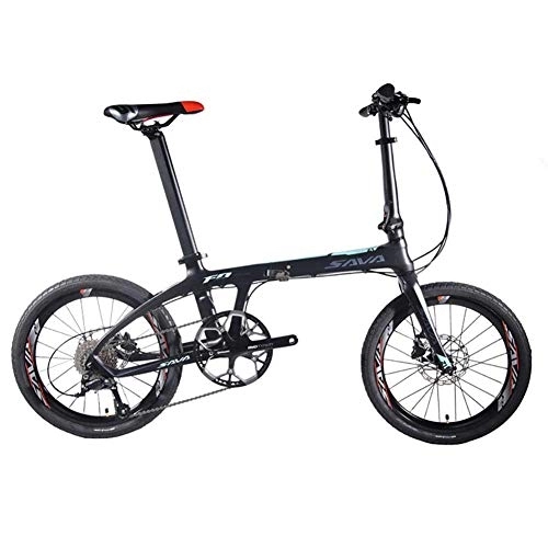 Folding Bike : LHSUNTA Folding Bike, 20 Inch Carbon Fiber Adult Foldable Bicycle, Lightweight City Bike For Unisex Student