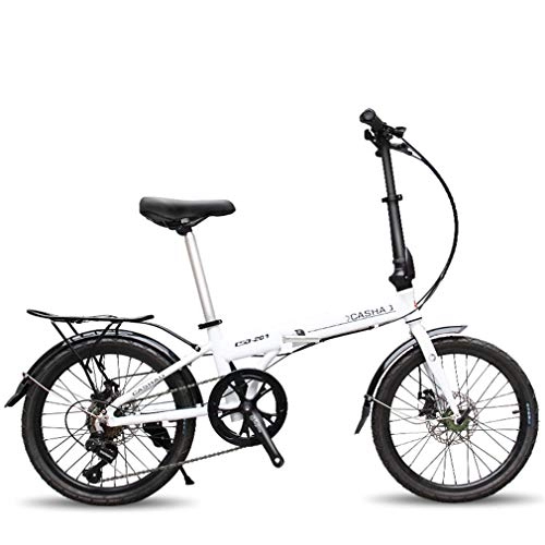 Folding Bike : LHY RIDING 20 Inch Folding Bicycle Mini Boys And Girls Speed Bicycle Aluminum Folding Bike Mountain Bike Suitable For Height Between 150-180cm, White, 20inches