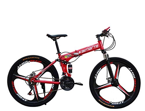 Folding Bike : LHY RIDING Folding Mountain Bike Bicycle Black Three Impeller Damping Gearbox Aluminum Alloy 24 / 26 Inch Double Disc Brake 27 Speed, Red, 24Speed