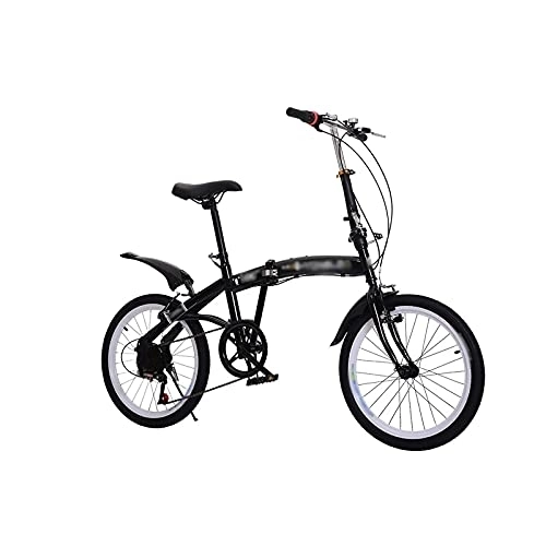Folding Bike : LIANAIzxc Bikes 20-Inch 6-Speed Folding Bicycle High-Carbon Steel Paint Frame Compact Pedal Adult Bike (Color : Black)