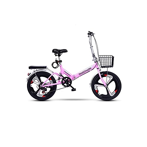 Folding Bike : Liangsujian 20 Inch 6 Speed Folding Bicycle Women's Adult Ultralight Variable Speed Portable Lightweight Adult Male Bicycle (Color : Pink)