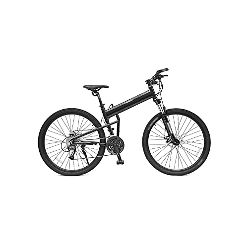 Folding Bike : Liangsujian 29 Inch Aluminum Alloy Folding Mountain Bike 27 Speed Male And Female Adult Outdoor Cross Country Travel Bicycle Gift (Color : Black oil brake, Size : 27)