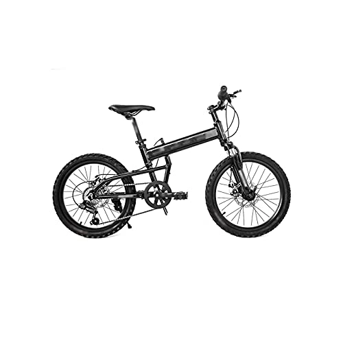 Folding Bike : Liangsujian Bicycle, 20 Inch Folding Mountain Bike 6-speed Shock Absorbing Cross-country Bike (Color : Black)