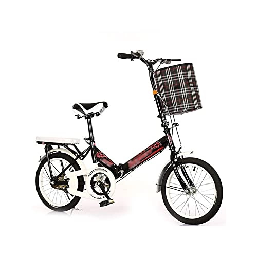 Folding Bike : Liangsujian Bicycle, Folding Bike 20 Inch 16 Inch Bicycle Multifunctional Shock-Absorbing Bike Free Installation Bikes (Color : Black, Size : 16inch)