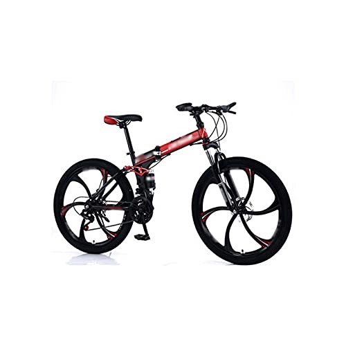 Folding Bike : Liangsujian Bicycle, Mountain bike 27-speed dual-shock integrated wheel folding mountain bike bicycle bicycle, Sports and Entertainment (Color : Red, Number of speeds : 21)